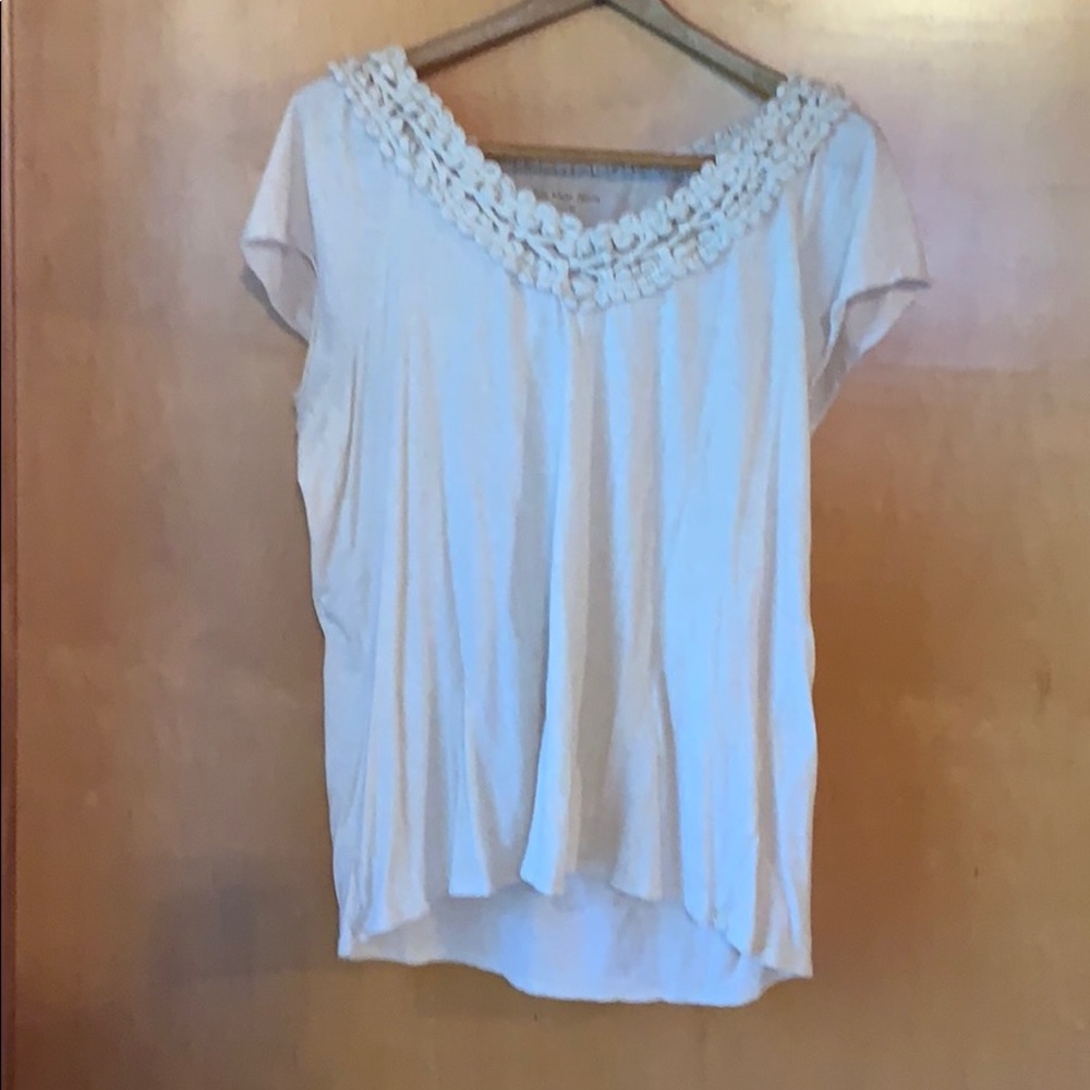 Off white-ish/mottled w brown tones top